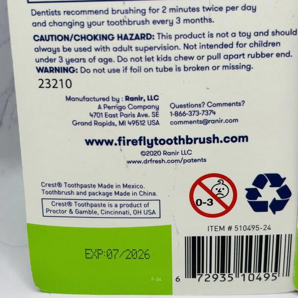 2 Pack Firefly Smiley Gripper Toothbrush and Toothpaste Set - Soft 2015 - Picture 5 of 6